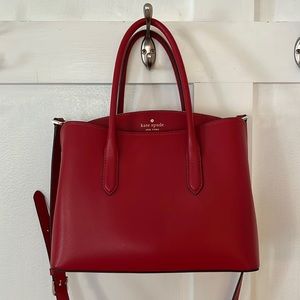 Kate Spade Medium Satchel w/Crossbody Strap Red